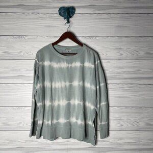 Lucky Brand Ice Blue White Tie Dye Pullover Knit Sweater Wommesn Medium